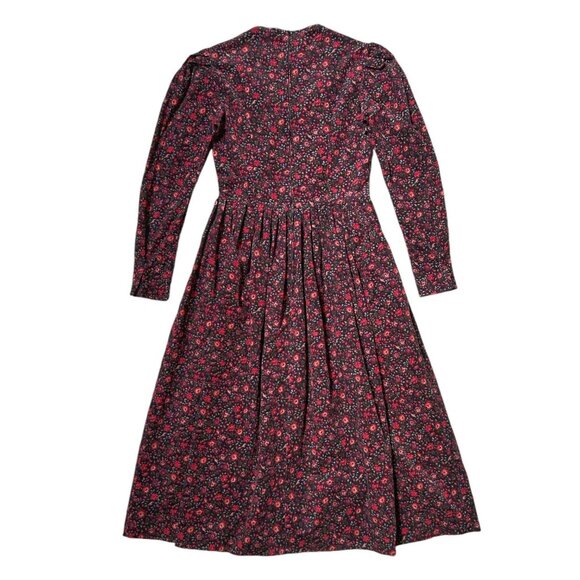 80s Vintage Laura Ashley Corduroy Dress Floral Cottage Preppy Puff Sleeve. - Picture 7 of 13